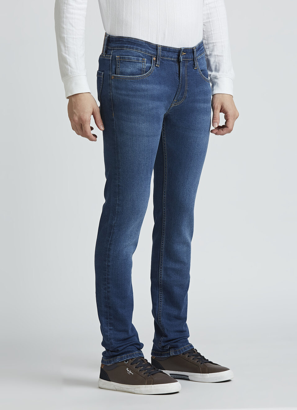 Vapour Blue Mid Rise Slim Jeans, , large image number 3