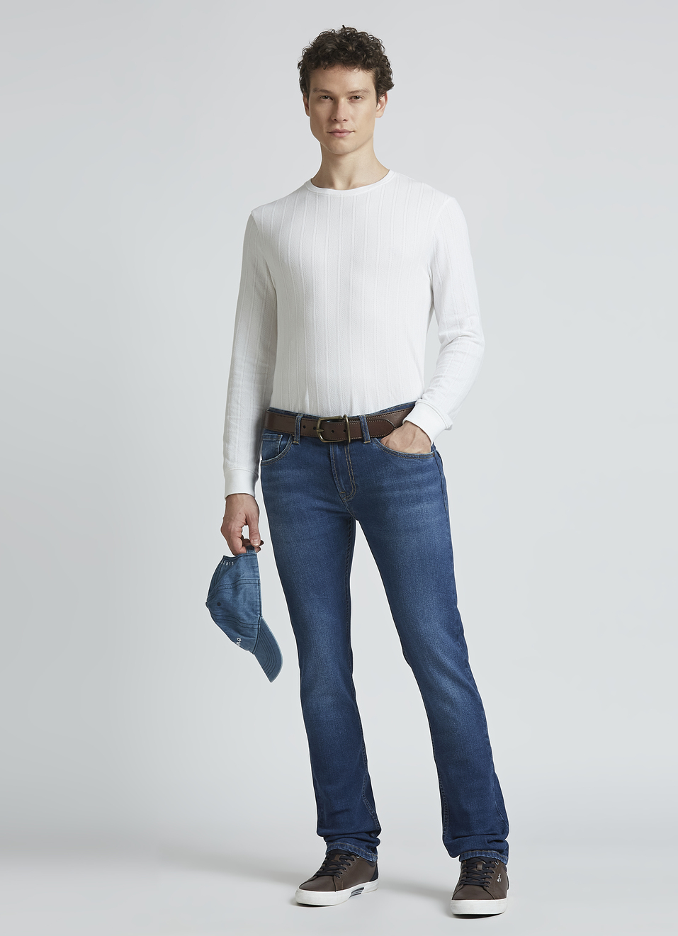 Vapour Blue Mid Rise Slim Jeans, , large image number 5
