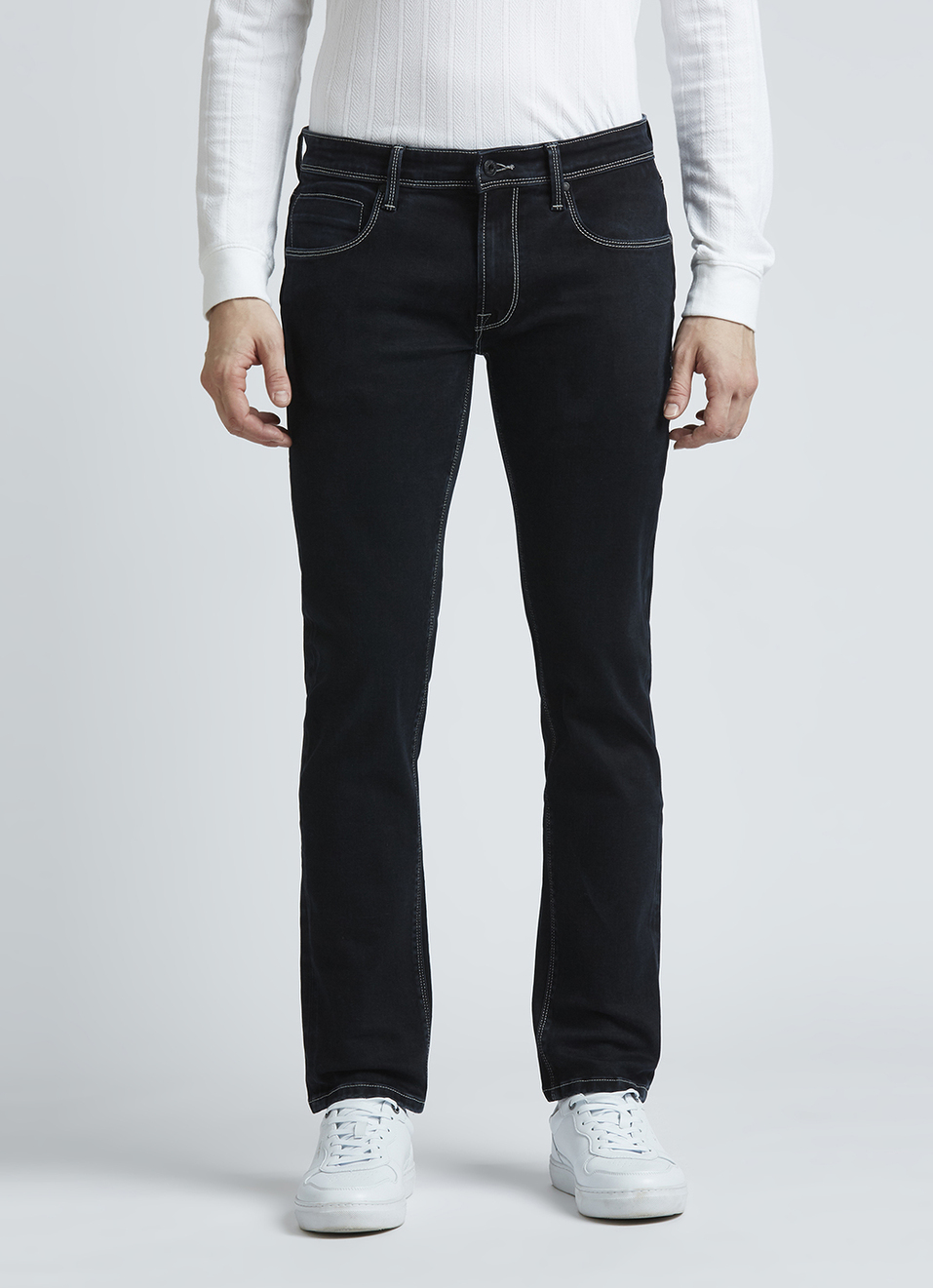 Danial Black Low Rise Tapered Jeans, , large image number 2