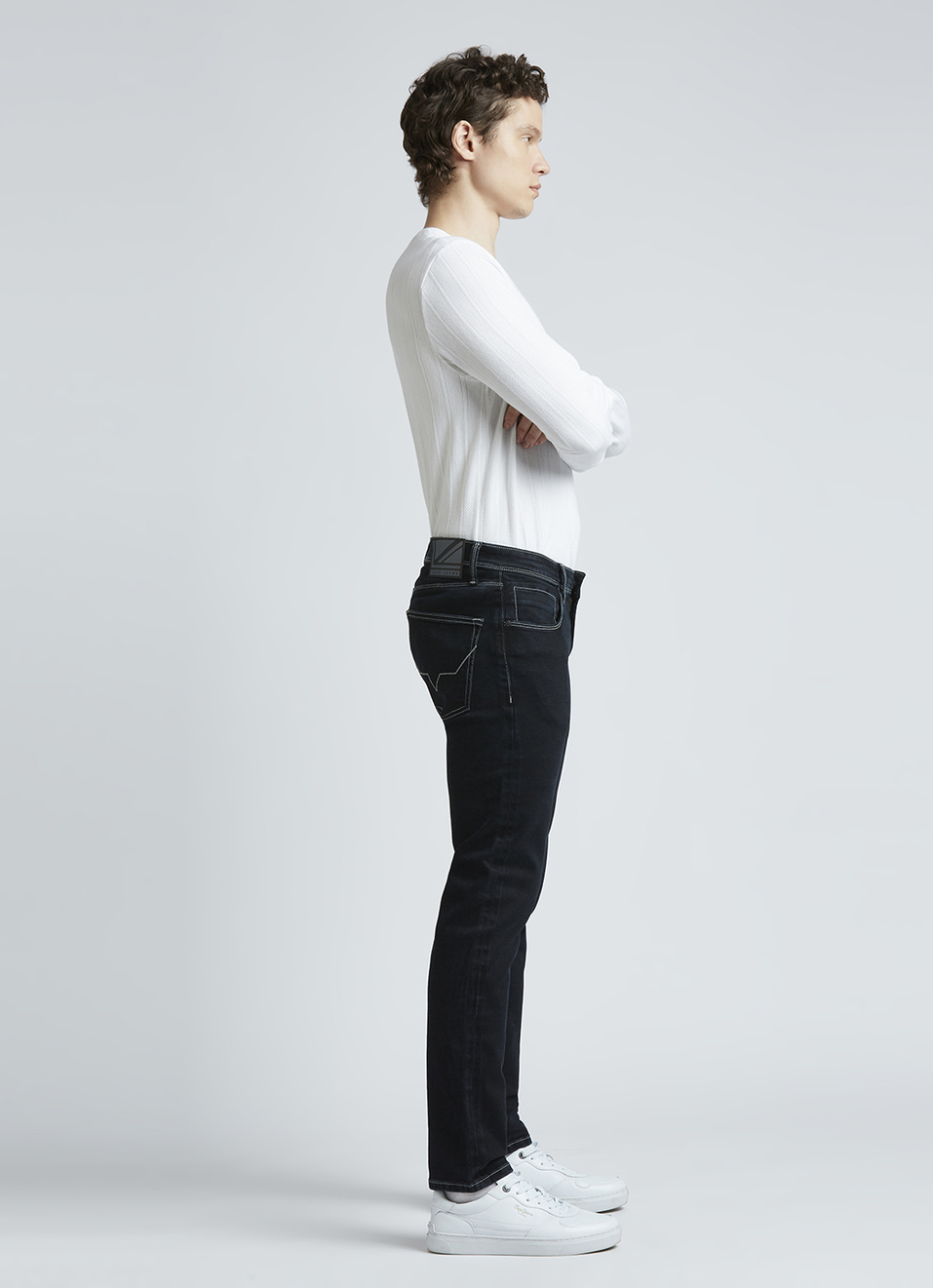 Danial Black Low Rise Tapered Jeans, , large image number 5