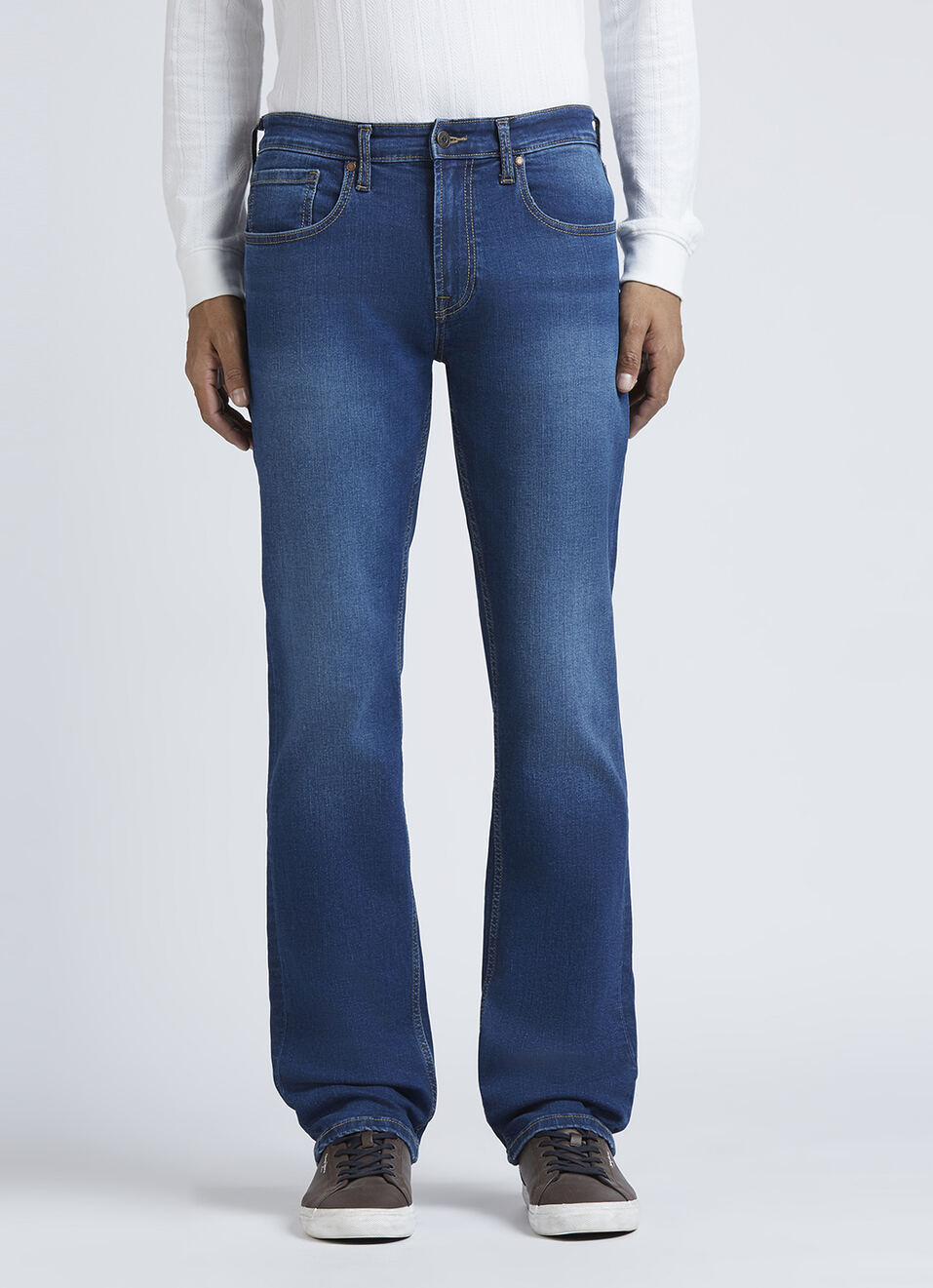 Holborne Blue Mid Rise Straight Jeans, , large image number 6