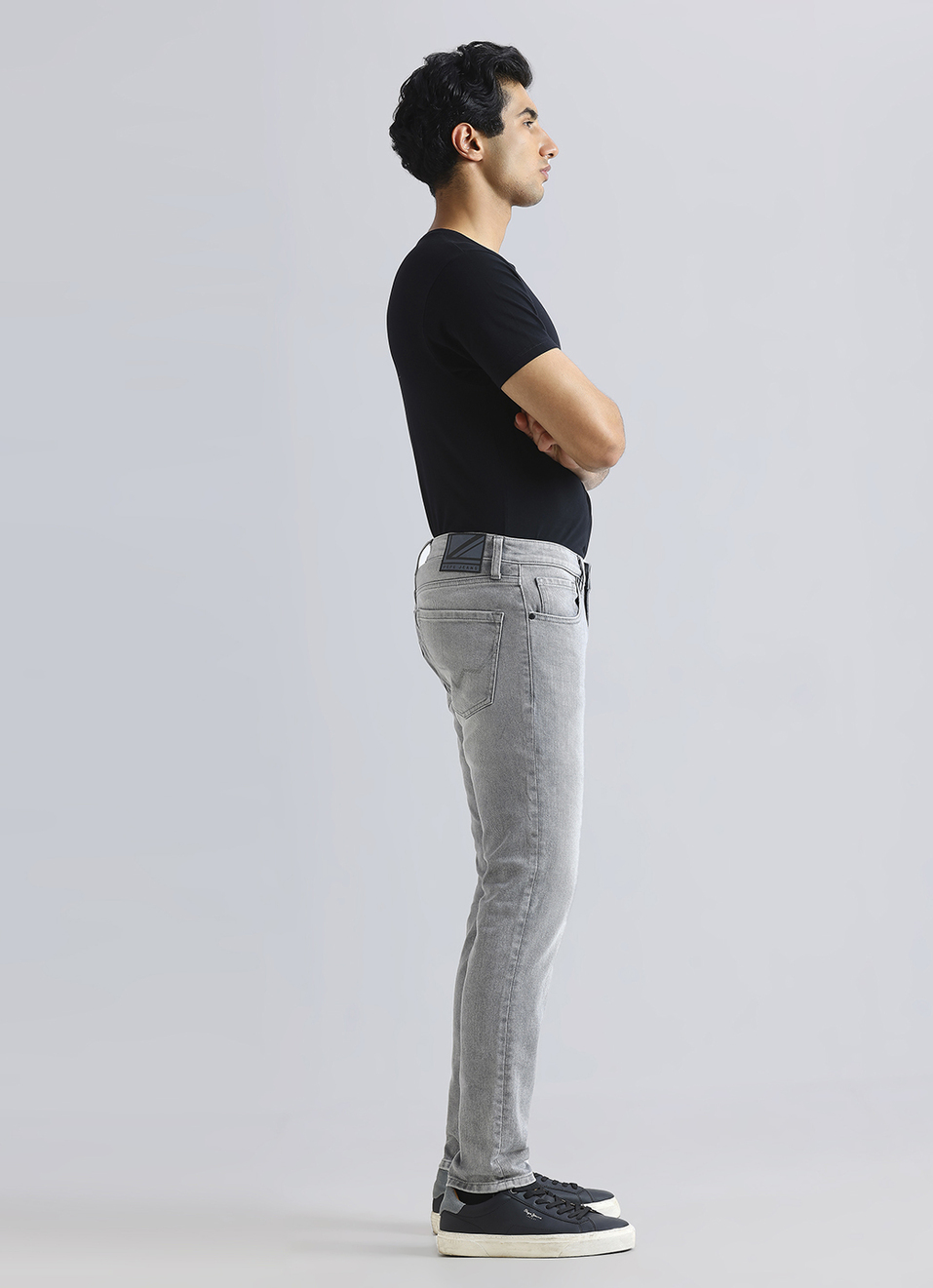 Danial Grey Low Waist Tapered Jeans, , large image number 6