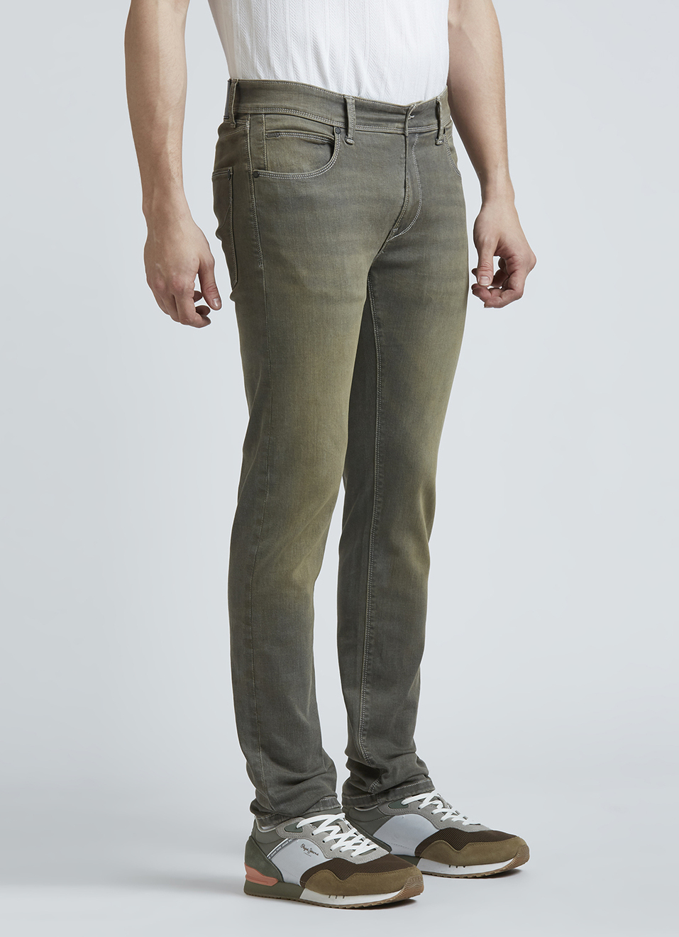 Vapour Grey Mid Waist Powerflex Jeans, , large image number 4