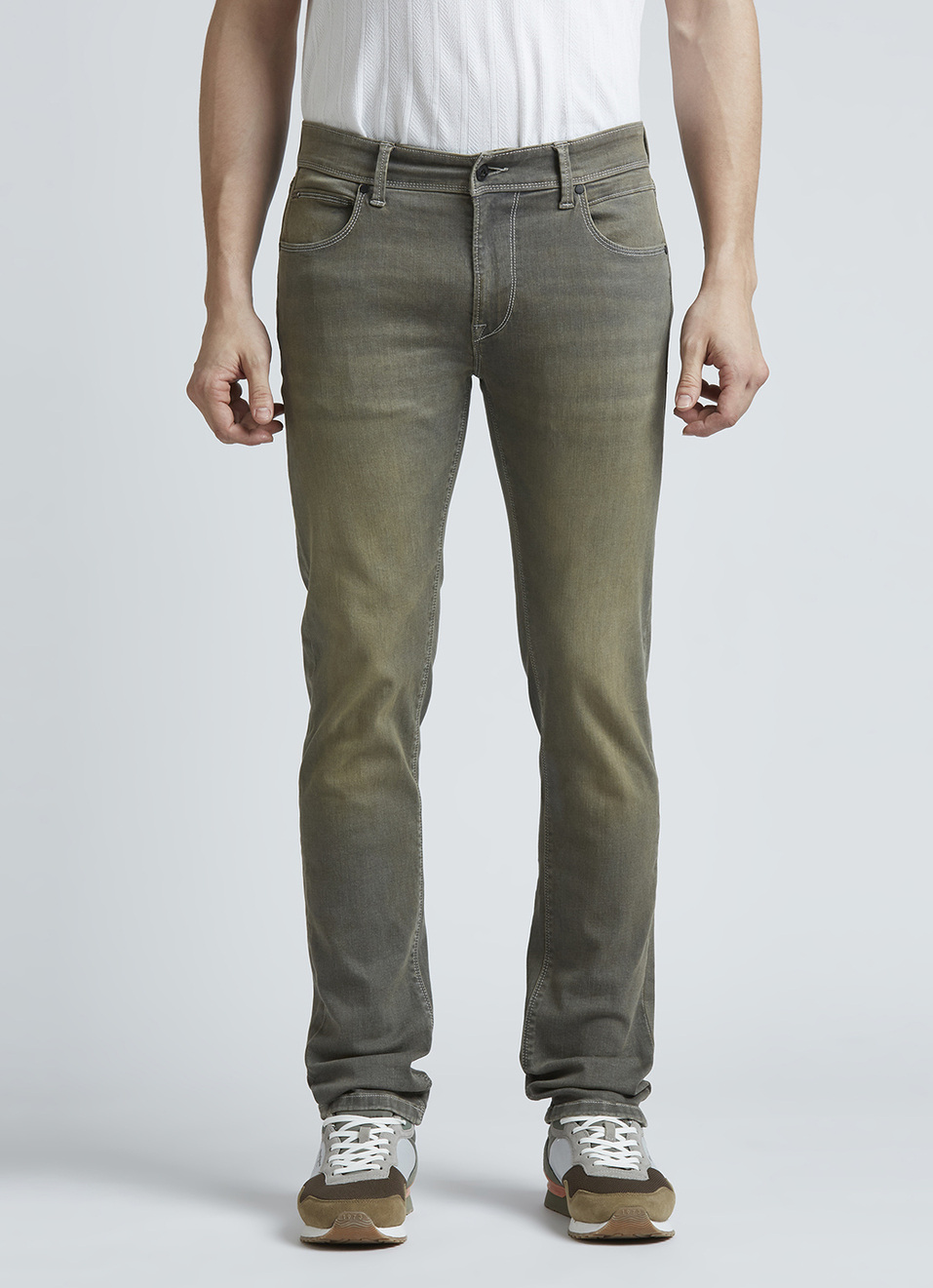 Vapour Grey Mid Waist Powerflex Jeans, , large image number 5