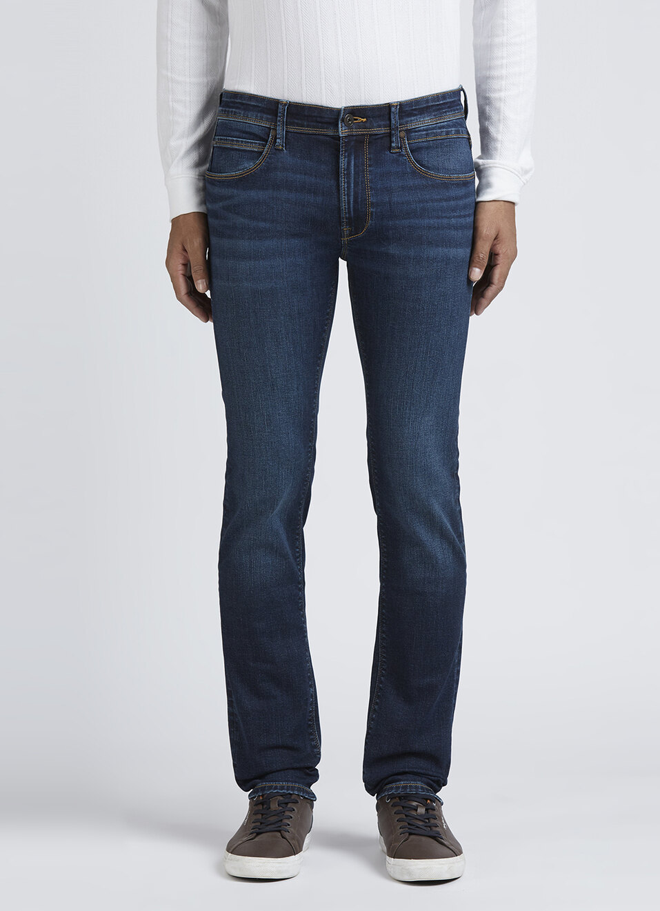 Vapour Blue Mid Rise Slim Powerflex Jeans, , large image number 5