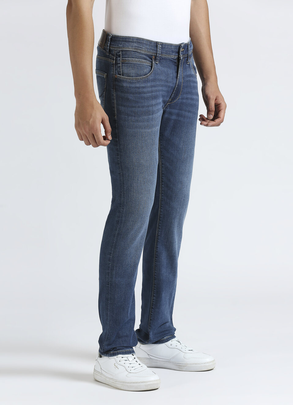 Vapour Blue Mid Waist Powerflex Jeans, , large image number 3