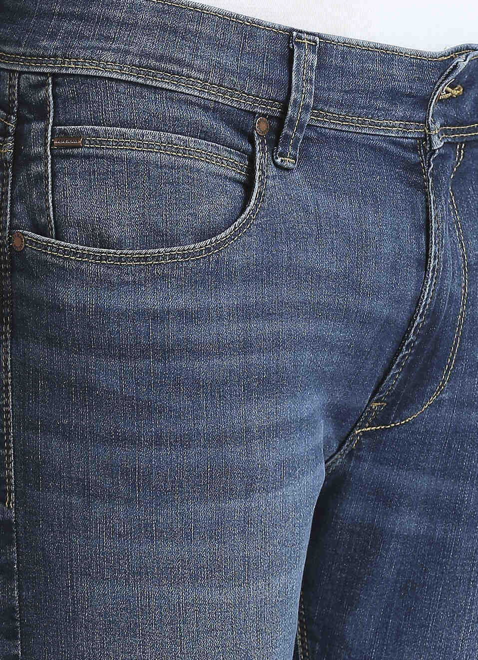 Vapour Blue Mid Waist Powerflex Jeans, , large image number 4