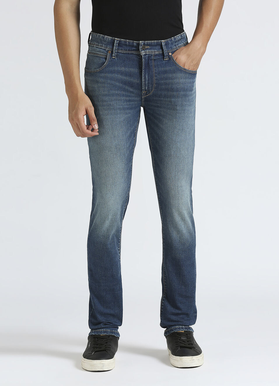 Vapour Blue Mid Waist Powerflex Jeans, , large image number 2