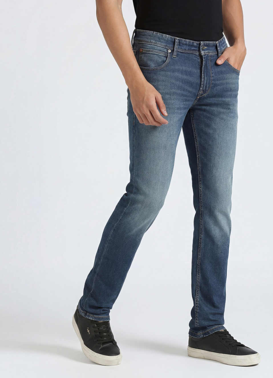 Vapour Blue Mid Waist Powerflex Jeans, , large image number 0