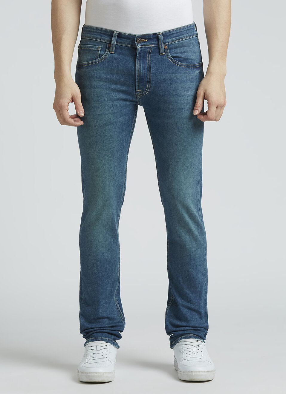 Vapour Blue Mid Rise Slim Jeans, , large image number 6