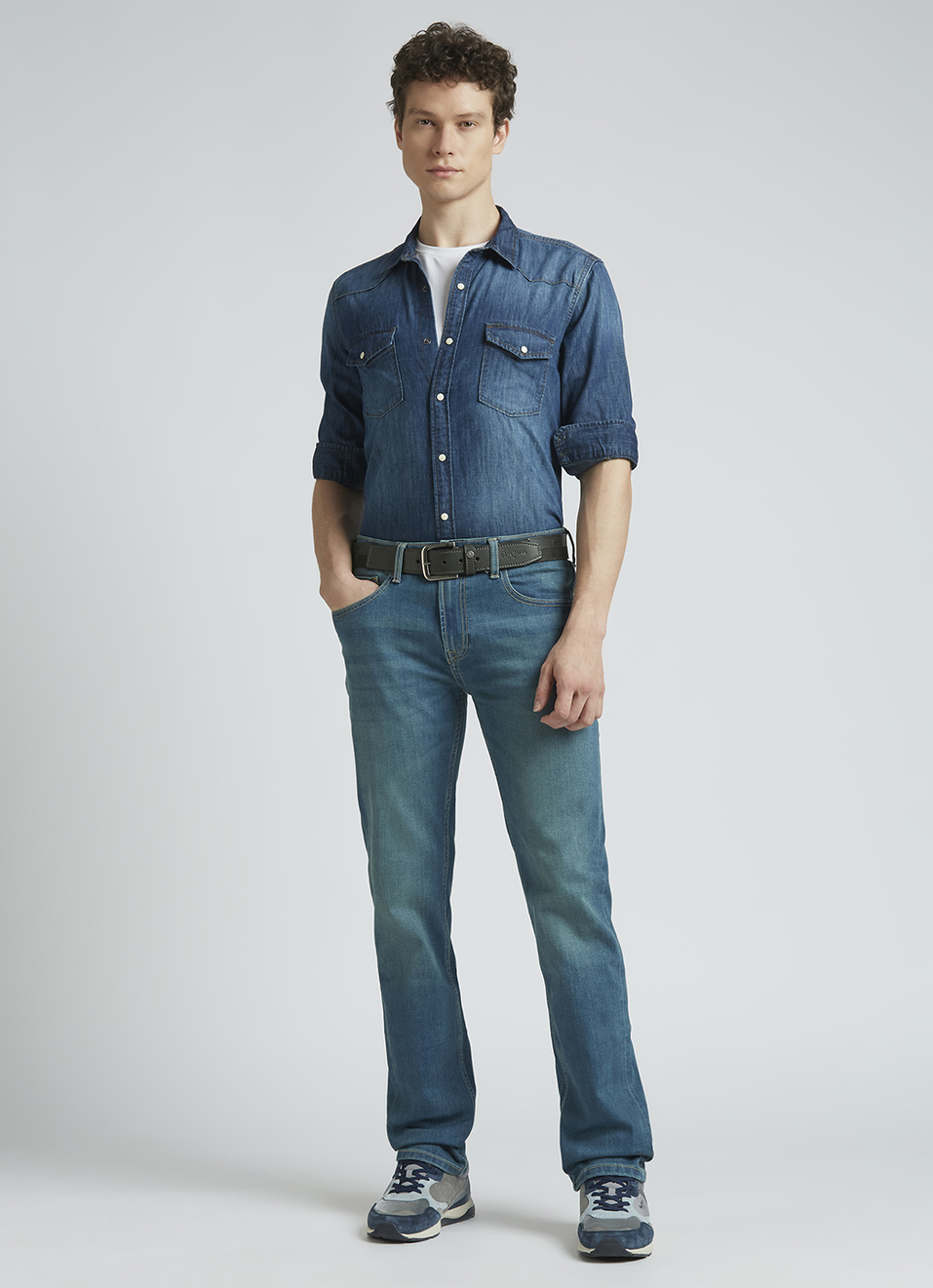 Holborne Blue Holborne Mid Rise Straight Jeans, , large image number 1