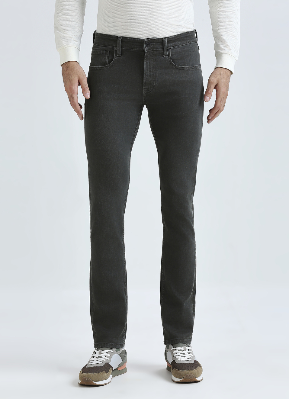 Vapour Green Mid Rise Jeans, , large image number 1