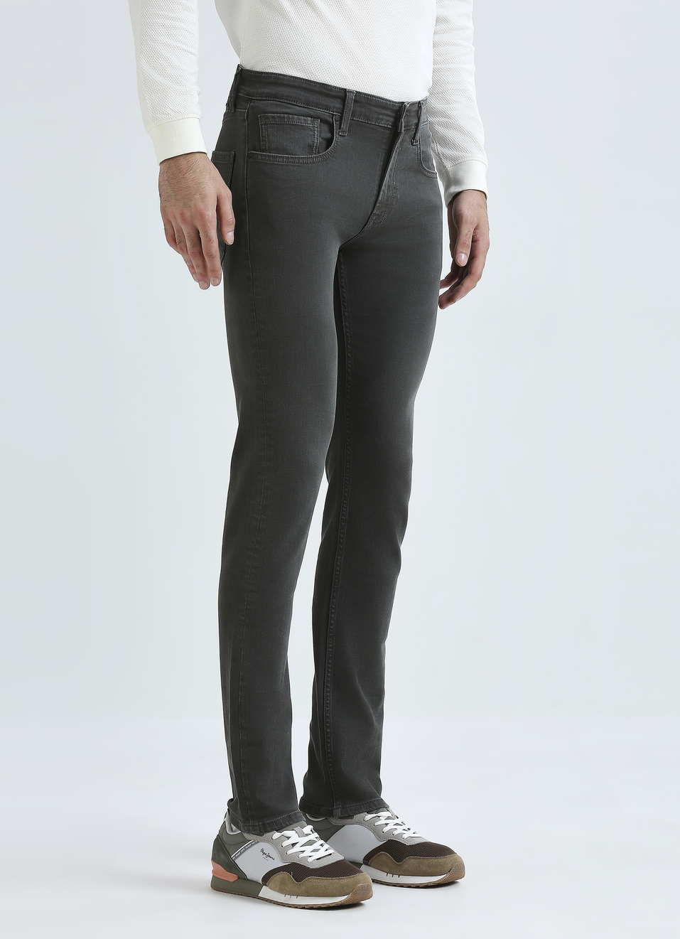 Vapour Green Mid Rise Jeans, , large image number 3