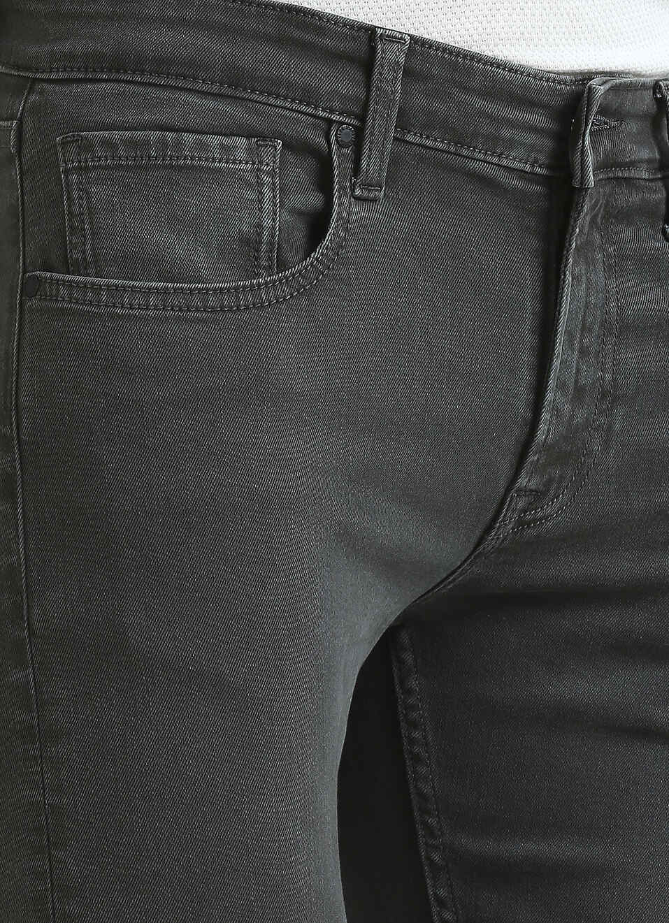 Vapour Green Mid Rise Jeans, , large image number 4