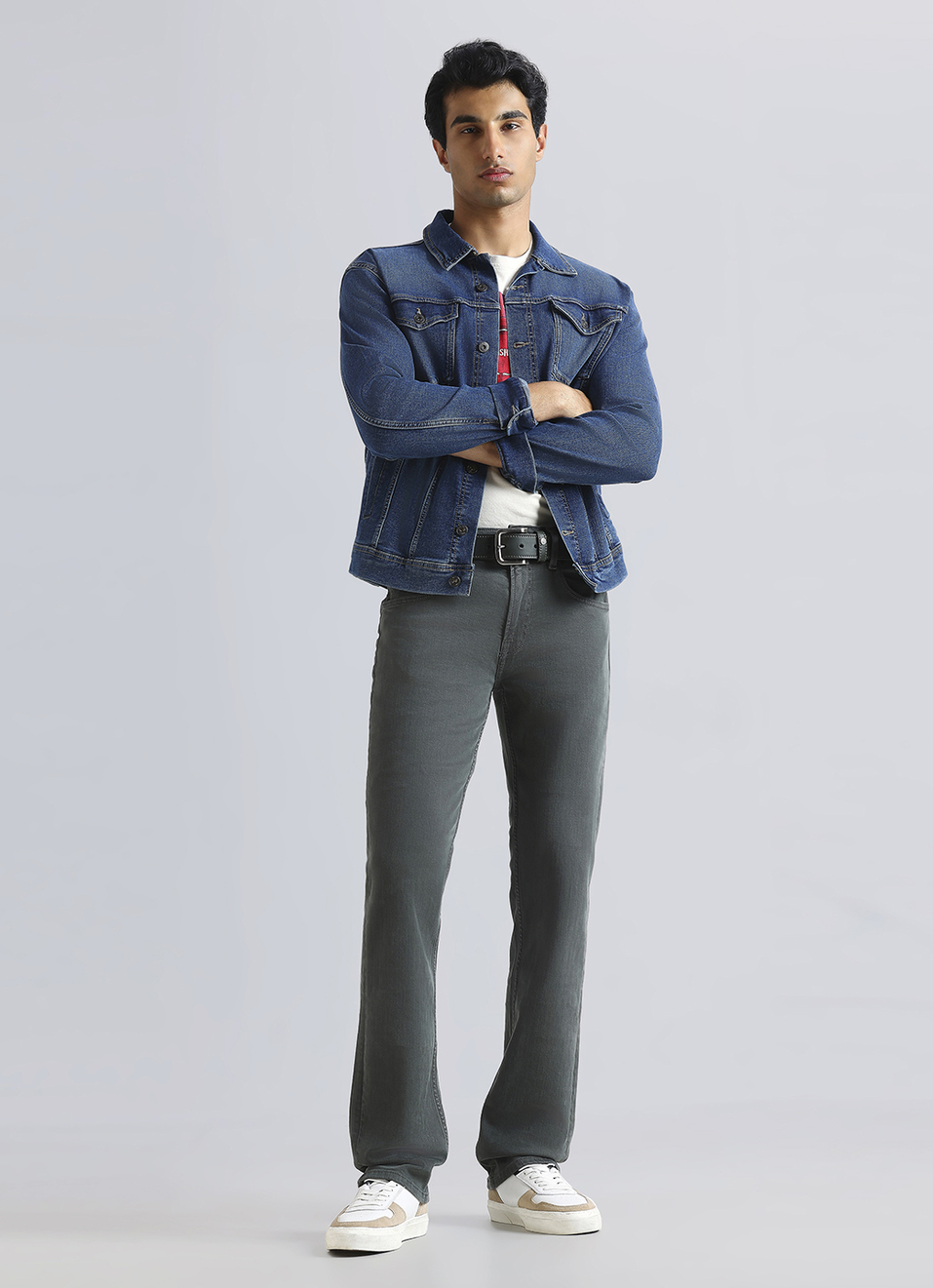 Holborne Olive Mid Waist Straight Jeans, , large image number 1