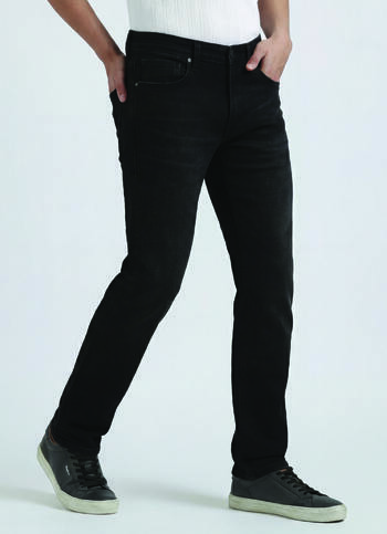 Men Black Mid Rise Straight Jeans