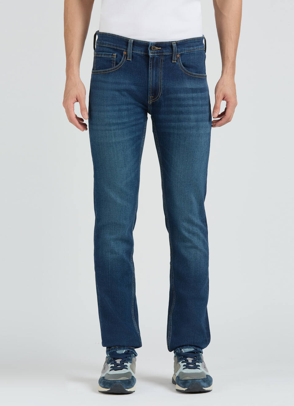 Vapour Blue Mid Rise Slim  Jeans, , large image number 1
