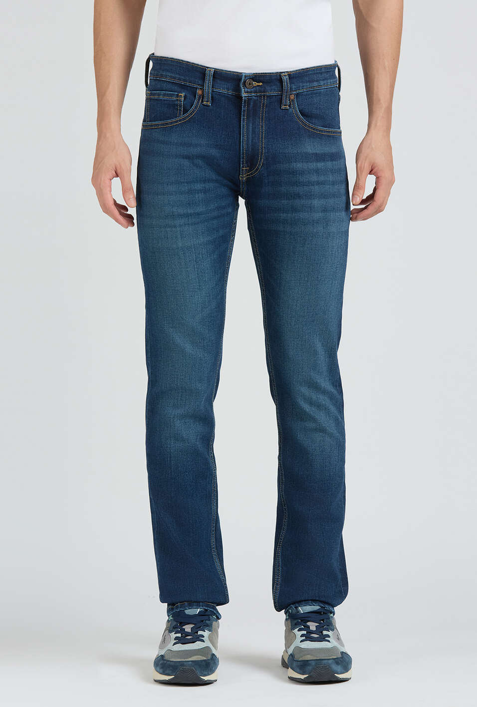 Vapour Blue Mid Rise Slim Jeans, , large image number 5