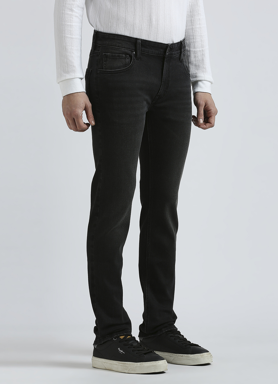 Vapour Black Mid Rise Slim Jeans, , large image number 5