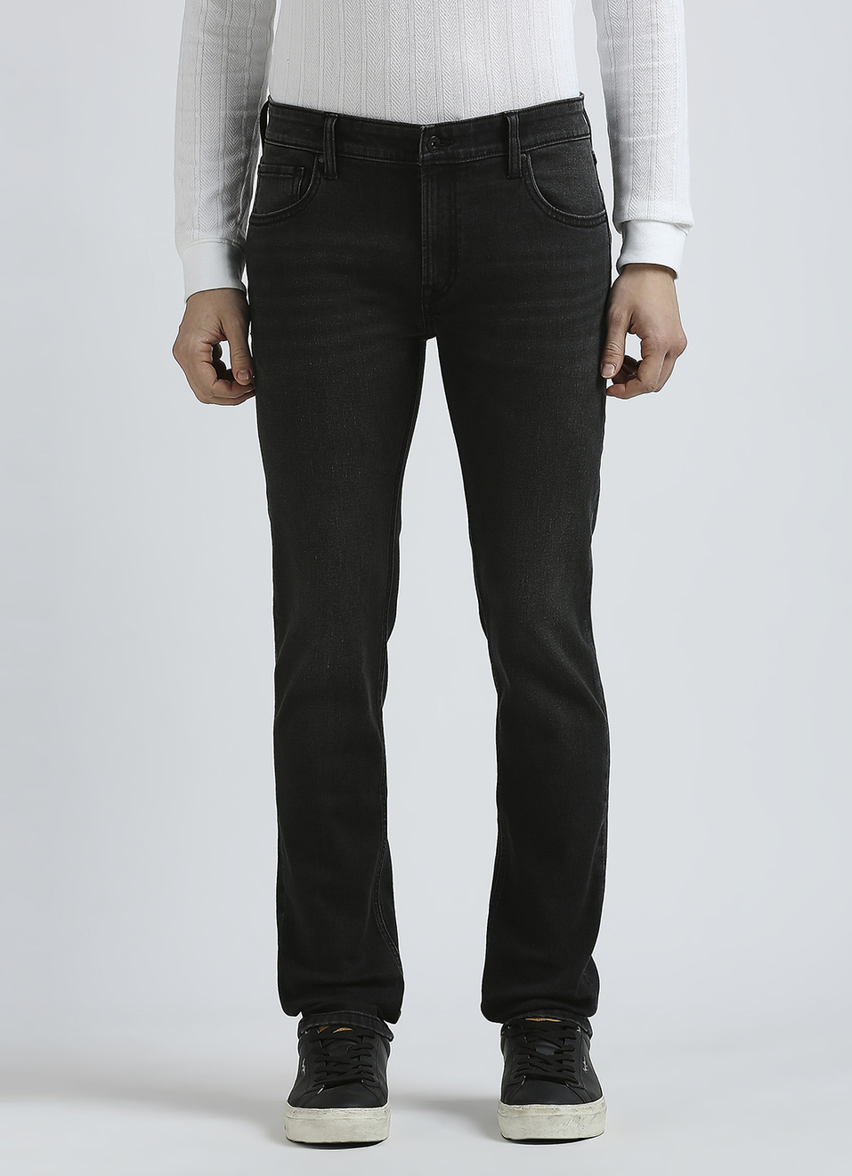 Vapour Black Mid Rise Slim Jeans, , large image number 6