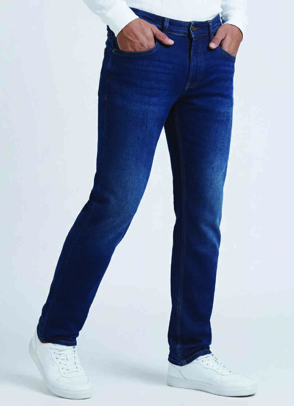 Vapour Blue Mid Rise Slim Jeans, , large image number 0