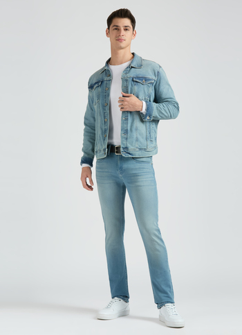 Vapour Blue Mid Rise Slim Powerflex Jeans