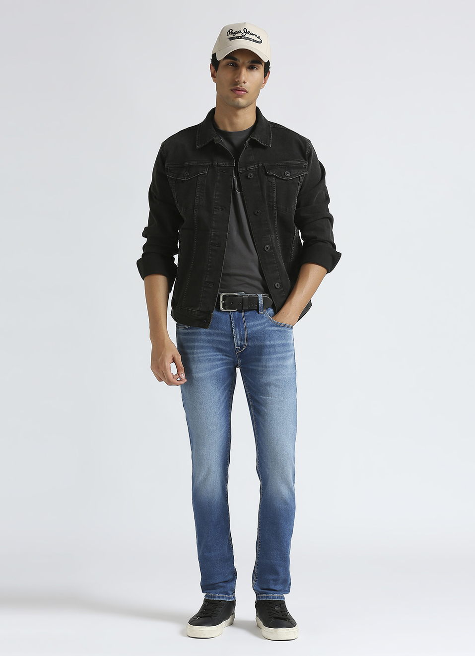 Danial Blue Low Waist Tapered Jeans, , large image number 1