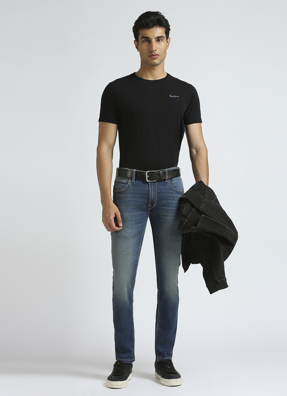 Danial Blue Low Waist Tapered Jeans, , large image number 1