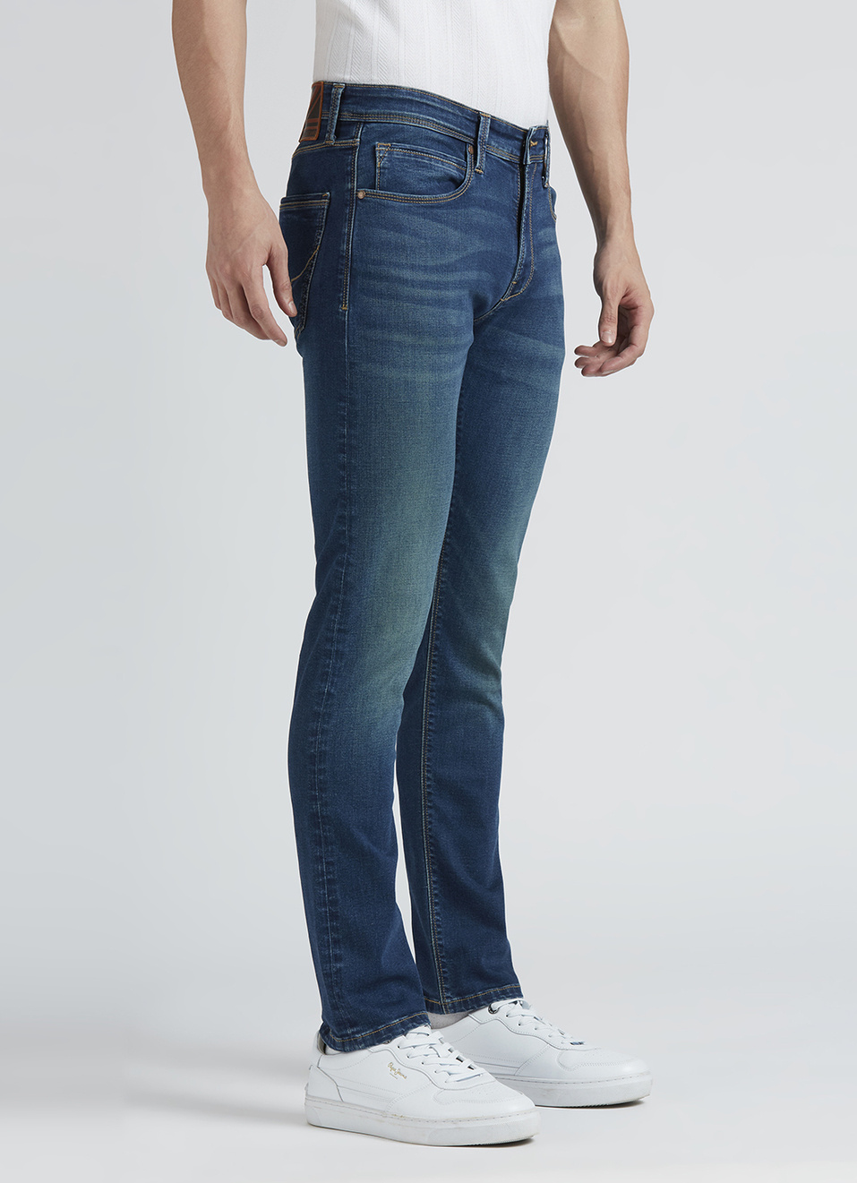 Danial Blue Low Rise Tapered Jeans, , large image number 6