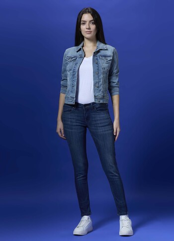 Women Blue Mid Waist Skinny Thigh Skinny Knee Skinny Jeans