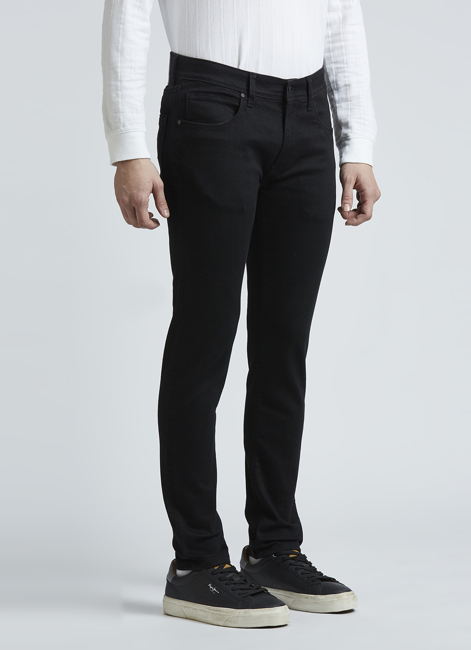 Danial Black Low Waist Tapered Jeans, , large image number 4