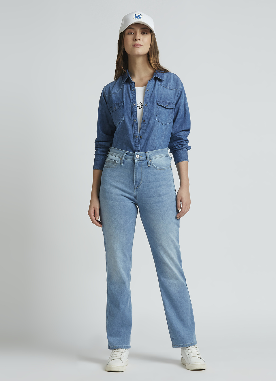 Mary Blue High Waist Straight Jeans, , large image number 5