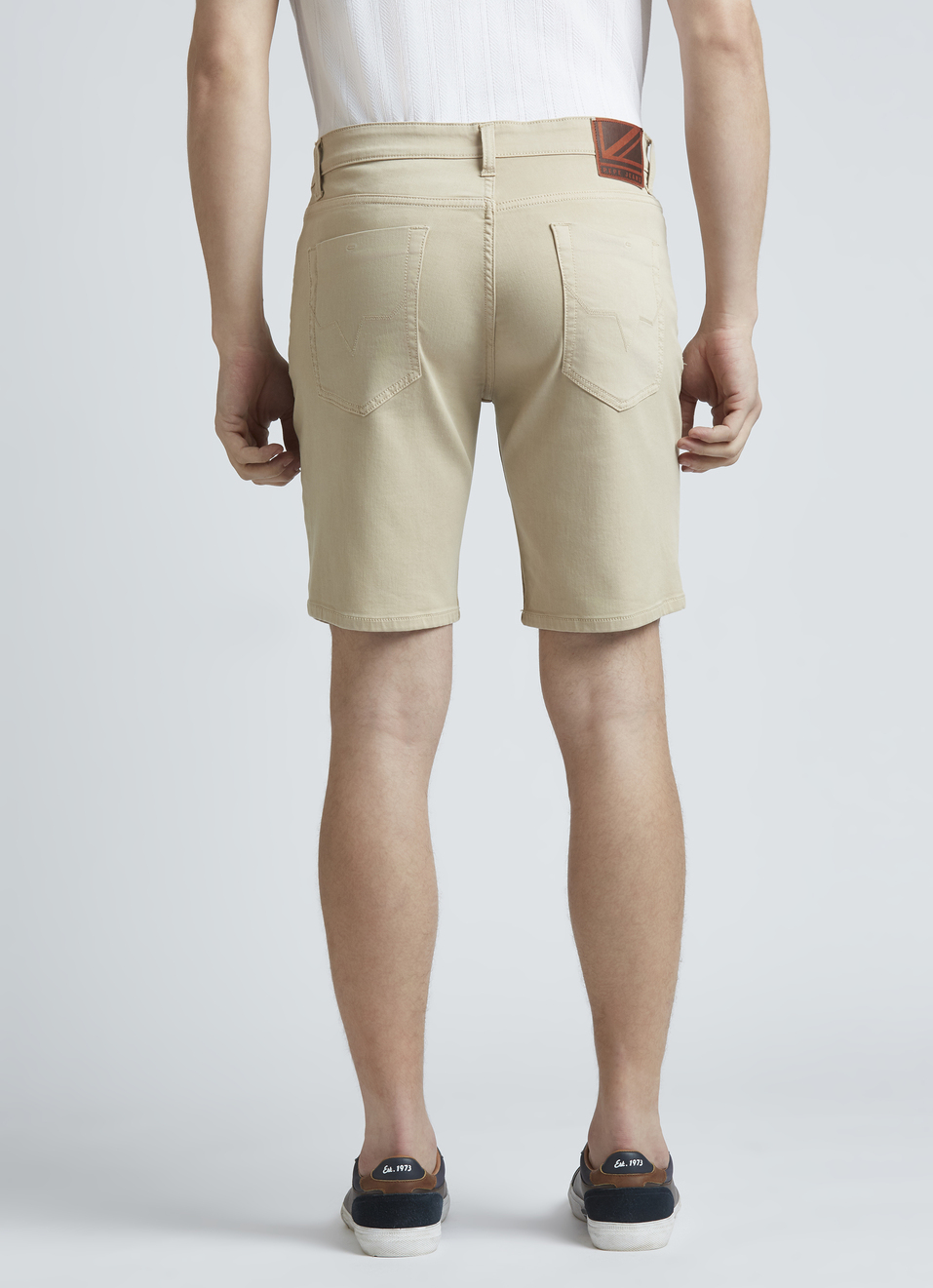 Chinox Beige Mid Waist Denim Shorts, , large image number 2
