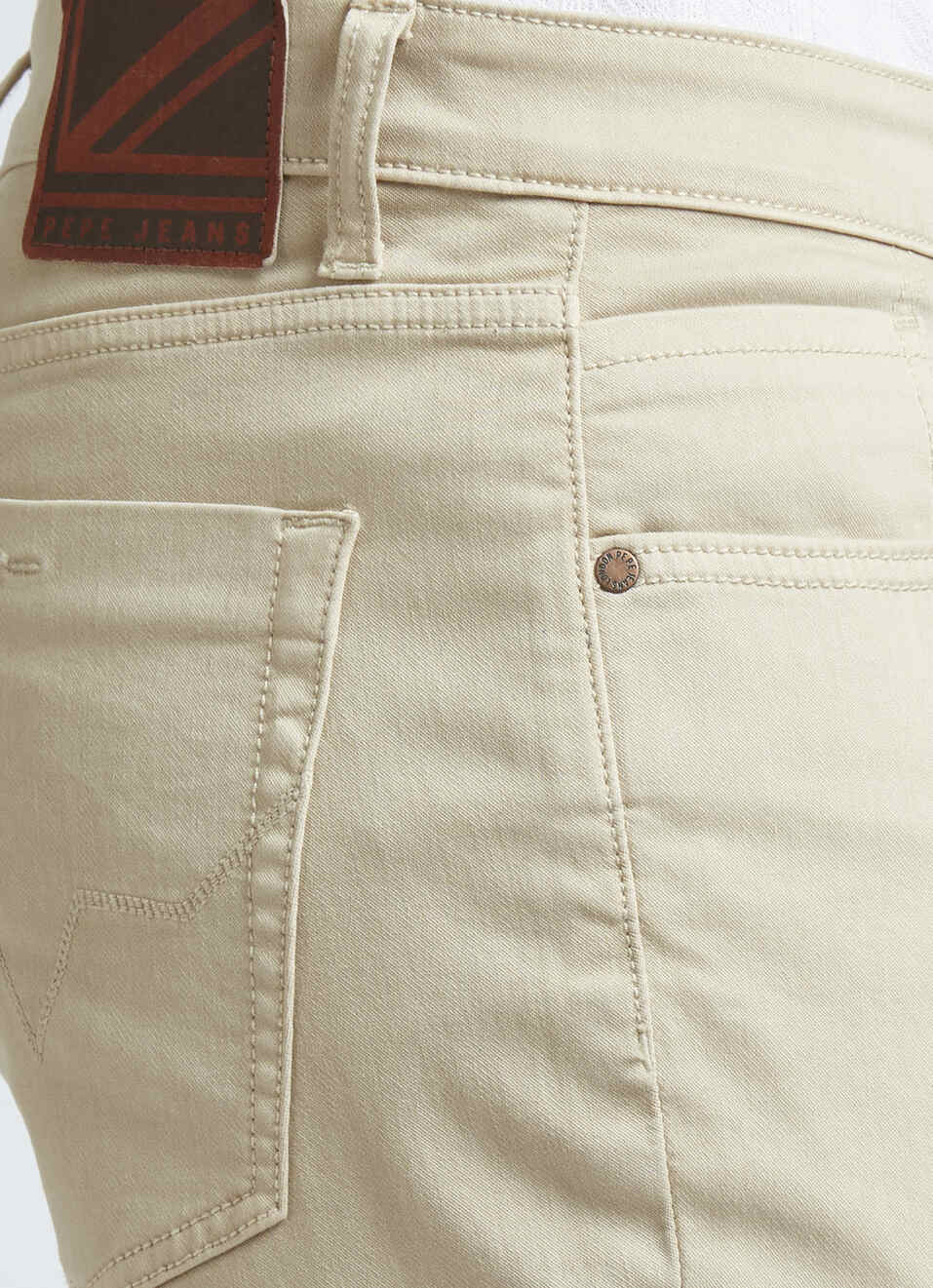 Chinox Beige Mid Waist Denim Shorts, , large image number 4