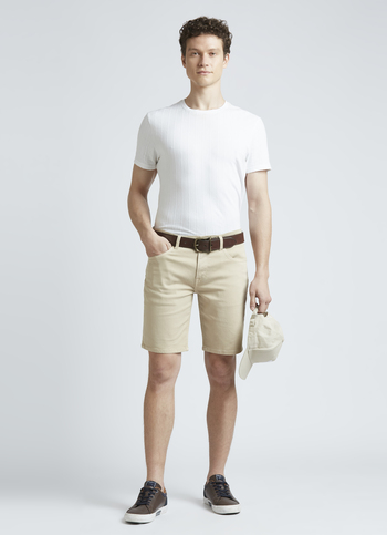Chinox Beige Mid Waist Denim Shorts