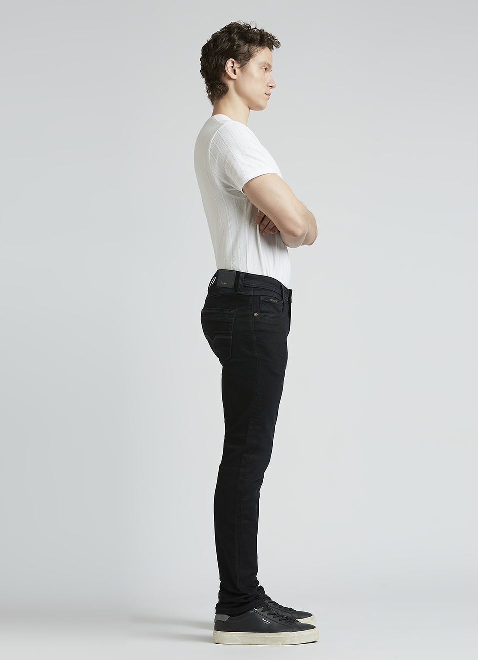 Vapour Black Mid Rise Slim Heritage Jeans, , large image number 5