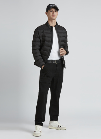 Black Mid Rise Straight Cargos