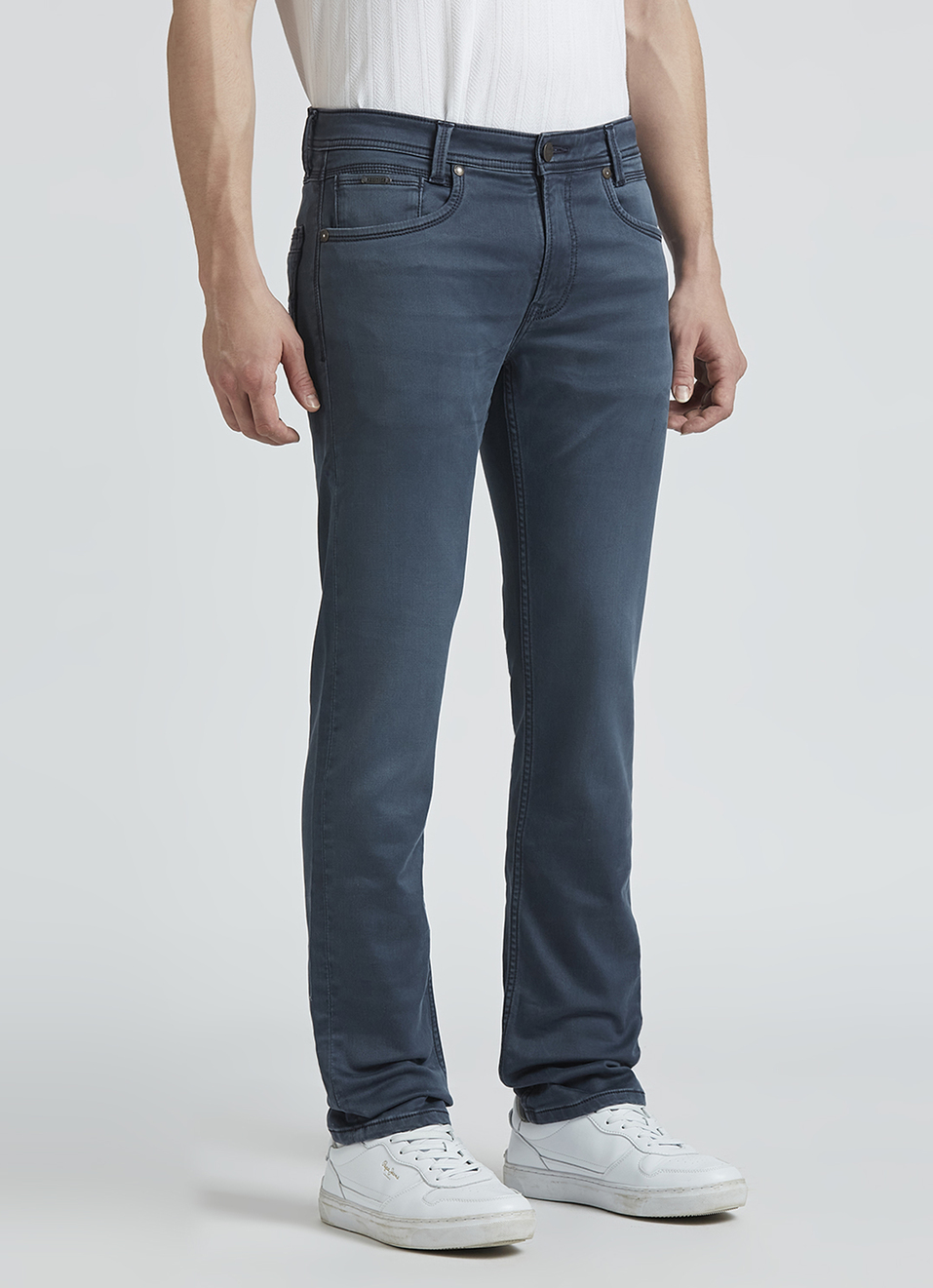 Vapour Blue Mid Rise Slim Heritage Jeans, , large image number 3