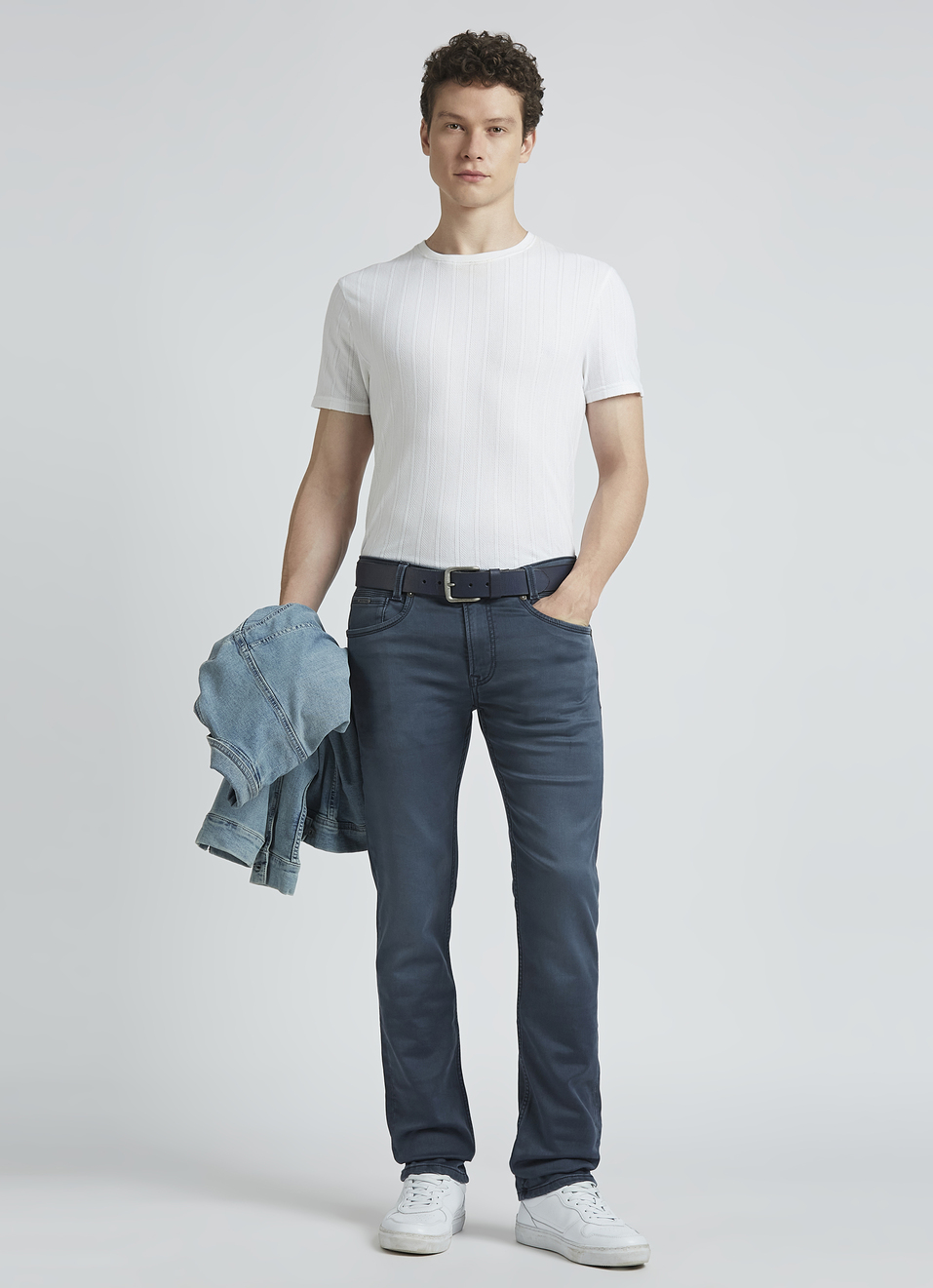 Vapour Blue Mid Rise Slim Heritage Jeans, , large image number 0