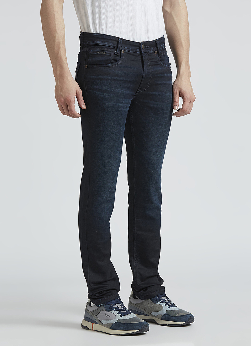 Vapour Blue Mid Rise Slim Heritage Jeans, , large image number 5