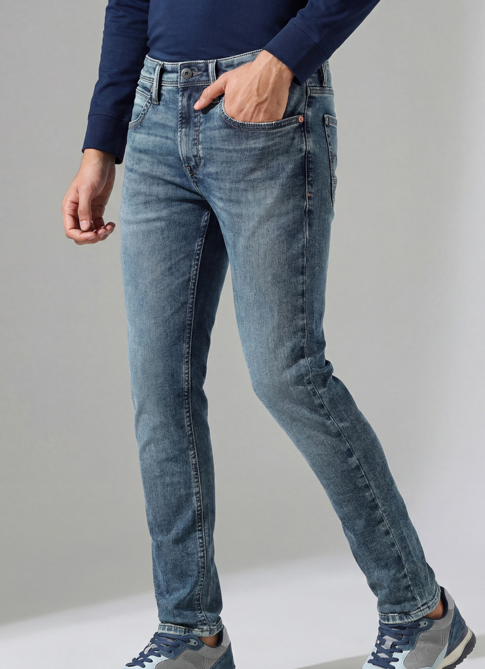 Chinox Blue Mid Waist Gymindigo Jeans, , large image number 0