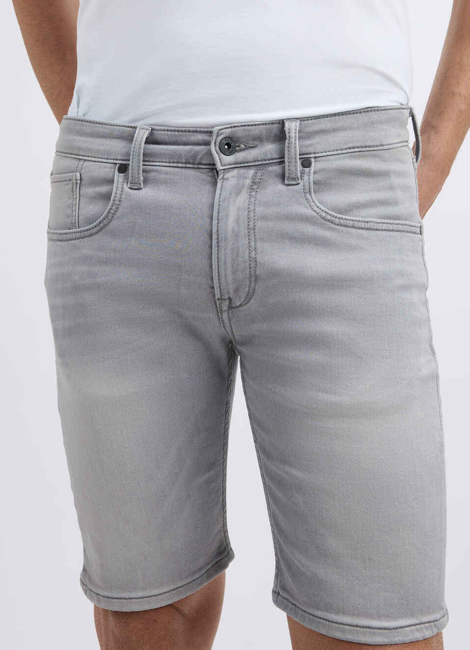 Men Grey Mid Rise Slim Fit Shorts, , large image number 4