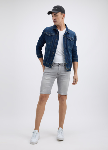 Men Grey Mid Rise Slim Fit Shorts