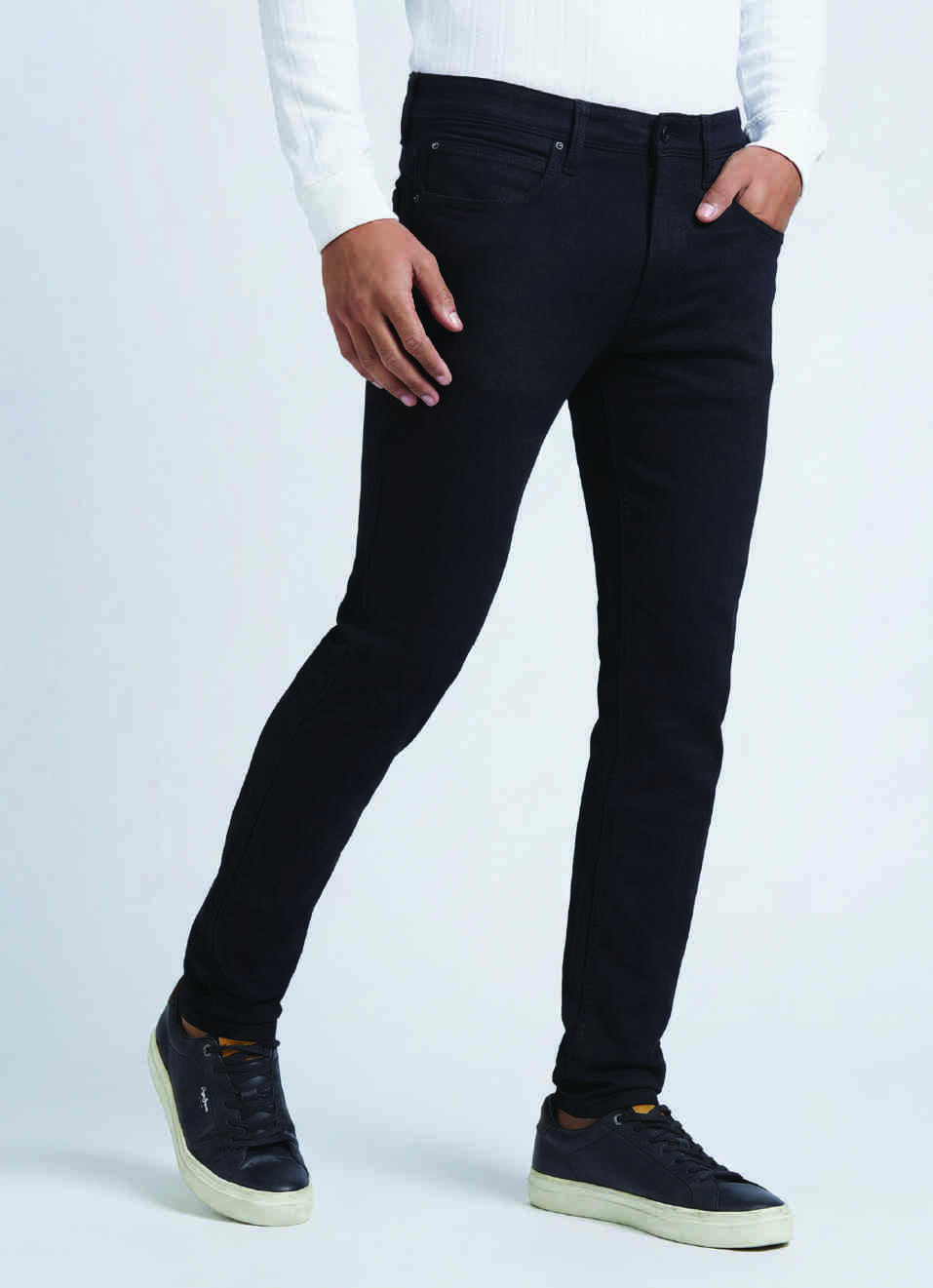 Chinox Black Mid Rise Tapered Gymindigo Jeans, , large image number 0