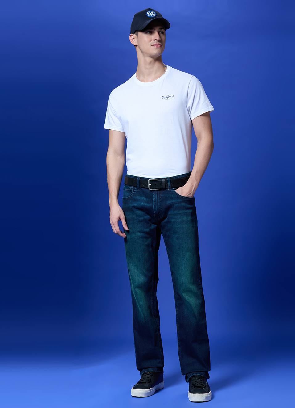 Men Blue Mid Rise Straight Jeans, , large image number 1
