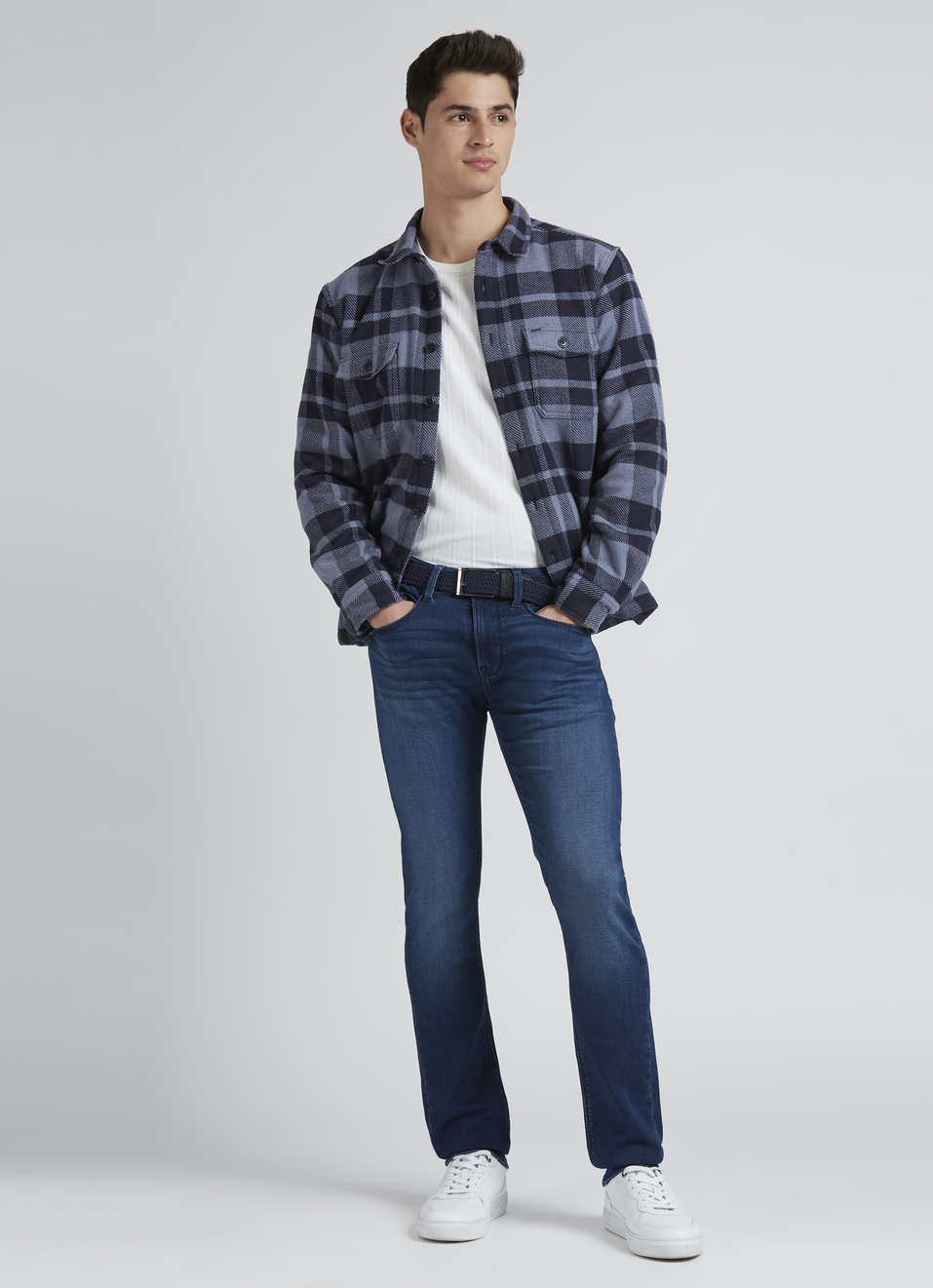Vapour Blue Mid Rise Slim Powerflex Jeans, , large image number 0
