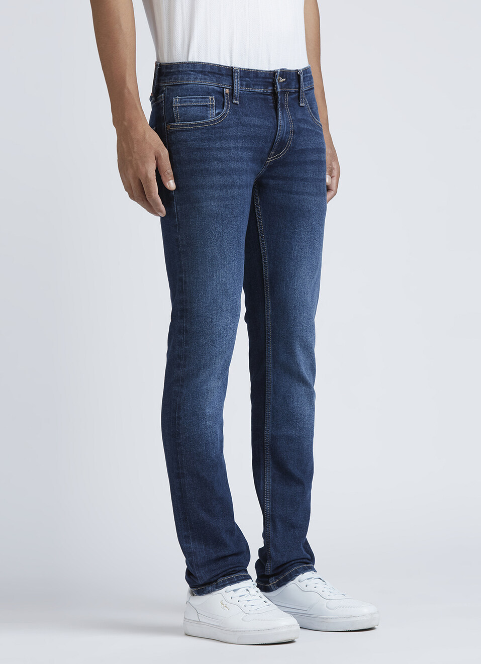 Vapour Blue Mid Rise Slim Jeans, , large image number 6