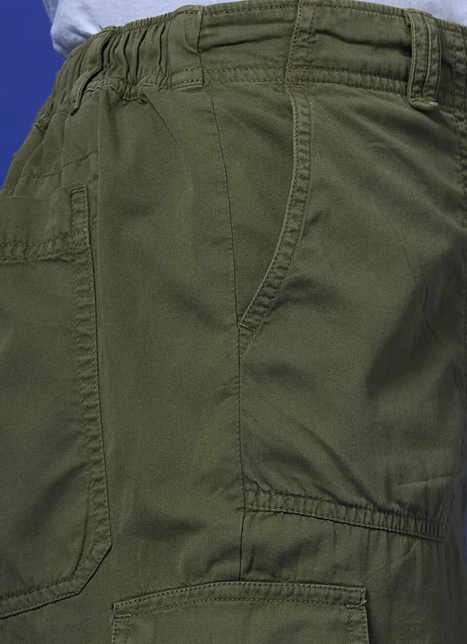 Olive Mid Waist Regular Fit Shorts, , large image number 4
