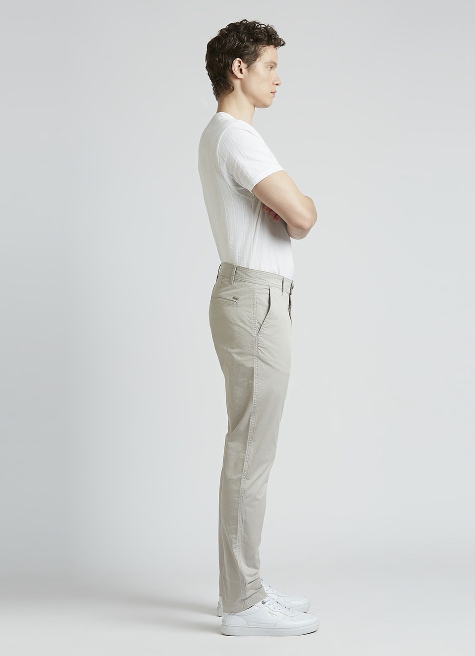 Green Mid Waist Chinos, , large image number 5