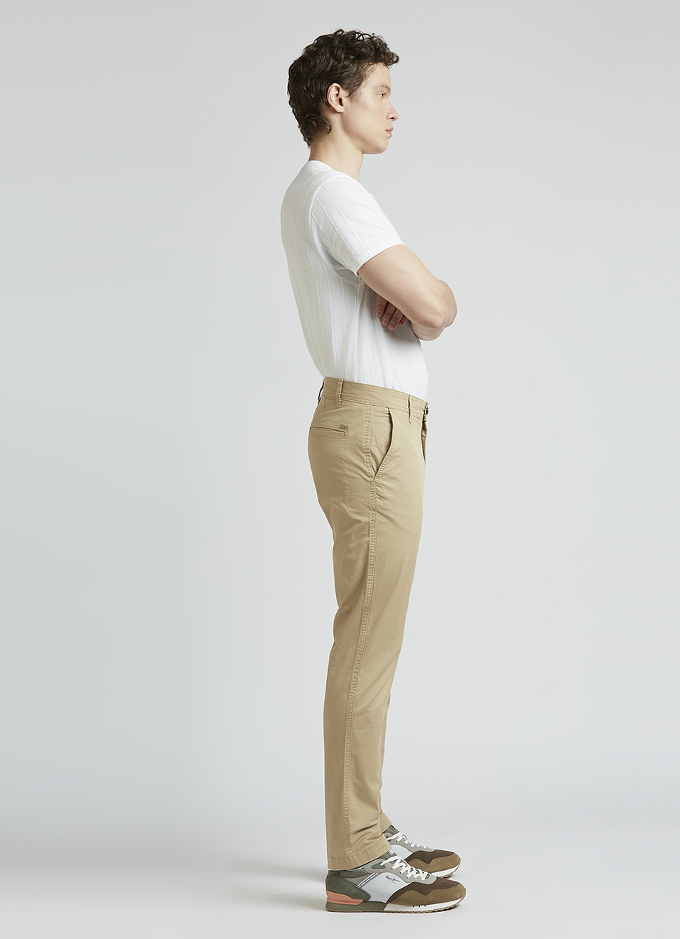 Khaki Mid Waist Chinos, , large image number 5